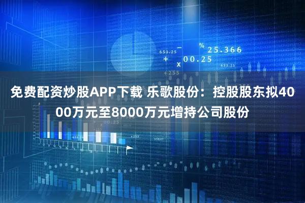 免费配资炒股APP下载 乐歌股份：控股股东拟4000万元至8000万元增持公司股份